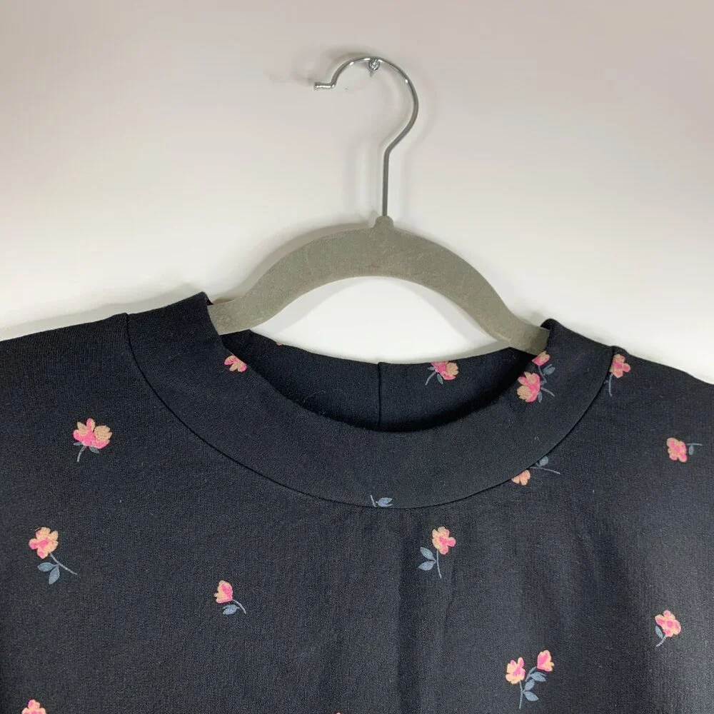 Amour Vert Ebele Floral Printed Luxe Fleece Sweatshirt Top Black Size XL NWT - Picture 3 of 8